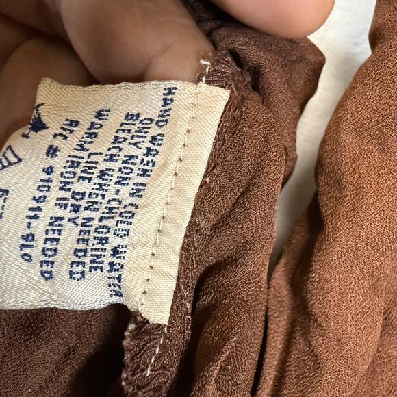 Faded Glory M Brown 3/4 Top Boho Whimsygoth Summer Cottage Fairy Sequin Plisse - Picture 9 of 10